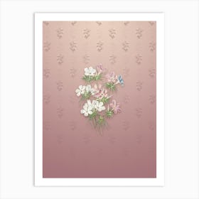 Vintage Thick Flower Slender Tube Botanical on Dusty Pink Pattern n.2052 Art Print