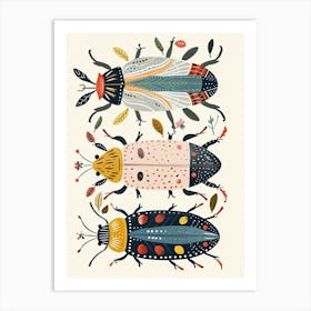 Colourful Insect Illustration Beetle 14 Art Print