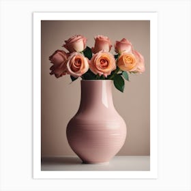 A Vase Of Pink Roses 62 Art Print