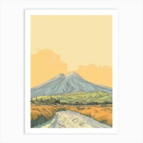 Mount Vesuvius Italy Color Line Drawing (7) Art Print