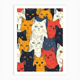 Perfectly Repeatable Artwork With Cute Cat Faces 22 Art Print