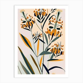 Butterfly Weed Wildflower Modern Muted Colours 2 Art Print