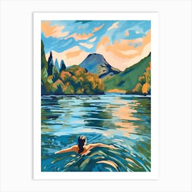 Wild Swimming At Derwentwater Cumbria 1 Art Print