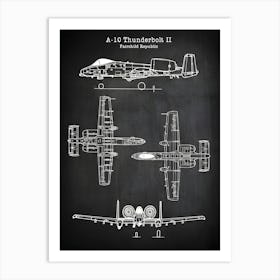 A 10 Thunderbolt Ii Fairchild Republic Aircraft Airplane Blueprint Aviation Gifts Aviation Blueprint Airplane Print Plane Vaa101 Art Print