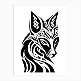 Linocut Fox Pattern 9 Art Print