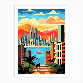 Panama City, Panama Skyline With A Cat 2 Art Print