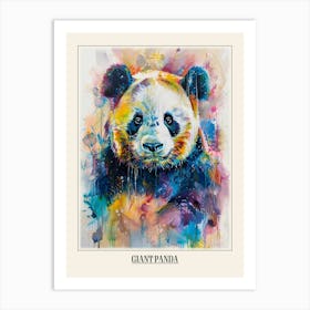 Giant Panda Colourful Watercolour 3 Poster Art Print