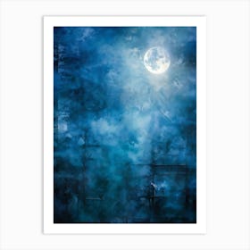 Abstract Grunge Pattern Backlit By A Luminous Moon Cutting Through A Foggy Night Sky Texture Palpa (3) Art Print