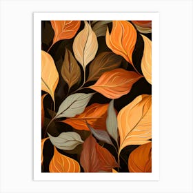 Autumn Leaves Seamless Pattern 21 Art Print