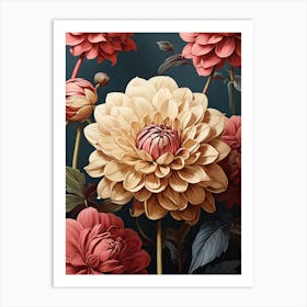 Dahlia Flower Illustration Art Print Art Print