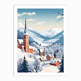 Vintage Winter Travel Illustration Transylvania Romania 3 Art Print