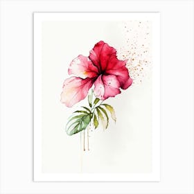 Hibiscus Herb Minimalist Watercolour 1 Art Print