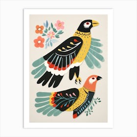 Folk Style Bird Painting Crested Caracara 3 Art Print