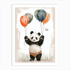 Giant Panda Holding Balloons Storybook Illustration 1 Art Print