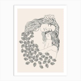 Mother And Daughter Embrace 1 Art Print