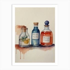 Three Bottles Of Potion Art Print