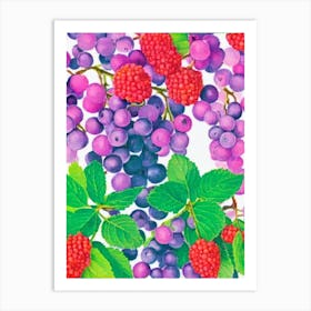 Salal Berry Risograph Retro Poster Fruit Art Print