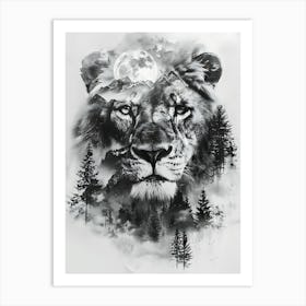 Lion In The Forest 5 Art Print