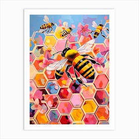 Honeycomb Bee Colour Pop 5 Art Print
