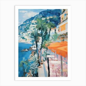 Positano, Amalfi Coast   Italy Beach Club Lido Watercolour 8 Art Print