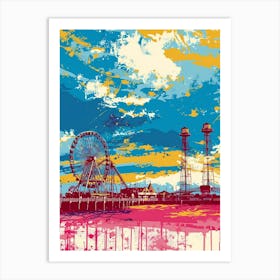 Coney Island New York Colourful Silkscreen Illustration 2 Art Print