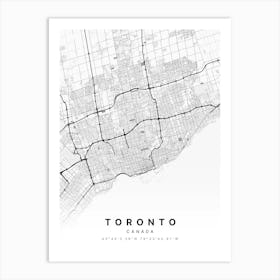 Toronto Ontario Canada White Map Art Print