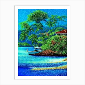 Roatan Island Honduras Pointillism Style Tropical Destination Art Print