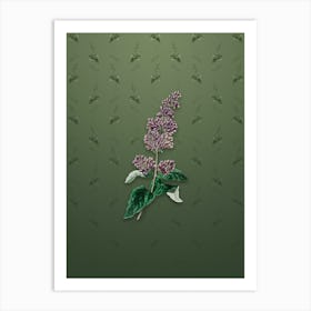 Vintage Lady Josika's Lilac Flower Botanical on Lunar Green Pattern n.2358 Art Print