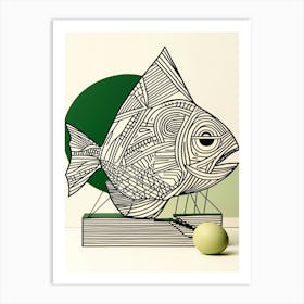 Fish Minmal Art Greenand Black Minimal Print Art Print