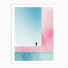 Man Standing On A Pink Wall Art Print