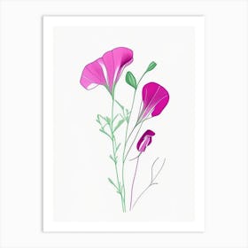 Sweet Pea Floral Minimal Line Drawing 3 Flower Art Print