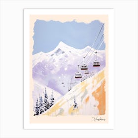 Poster Of Verbier   Switzerland, Ski Resort Pastel Colours Illustration 1 Art Print