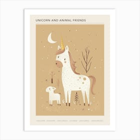 Unicorn & Animal Friends Muted Pastel 1 Poster Art Print