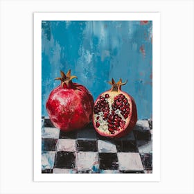 Pomegranate Checkered Blue  3 Art Print