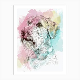 Spinone Dog Line Watercolour Illustration Art Print