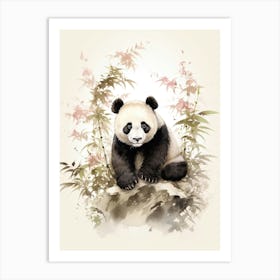Panda Art In Chinese Brush Painting Style 3 Art Print