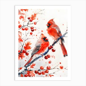 Cardinals On A Branch Art Print