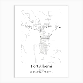 Port Alberni,Canada Minimalist Map Art Print