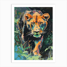 Black Lioness On The Prowl Fauvist Painting 2 Art Print