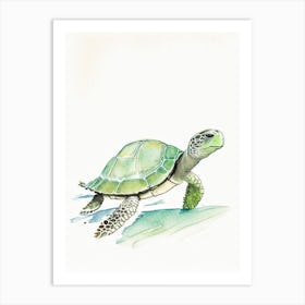 Conservation Sea Turtle, Sea Turtle Pencil Illustration 1 Art Print