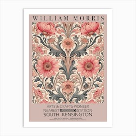William Morris Valentines Gift Pink And Red Botanical Flowers Art Print