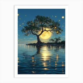 Full Moon Tree Art Print