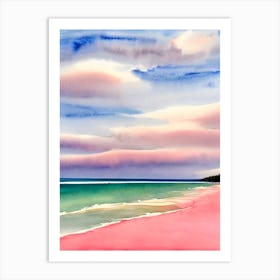 Cable Beach, Australia Pink Watercolour Art Print