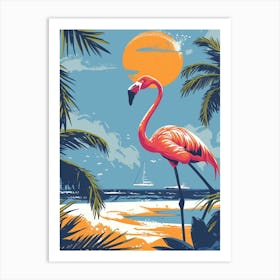 Greater Flamingo Renaissance Island Aruba Tropical Illustration 5 Art Print