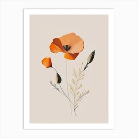 California Poppy Spices And Herbs Retro Minimal 5 Art Print