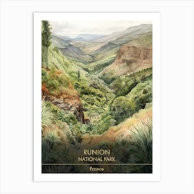 Runion National Park France Watercolour 1 Art Print