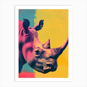 Retro Polaroid Inspired Rhino 4 Art Print