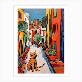 Painting Of A Cat In Rome Italy 4 Art Print