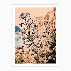 Amalfi Coast, Flower Collage 0 Art Print