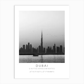 Dubai United Arab Emirates Black And White Coordinates Art Print